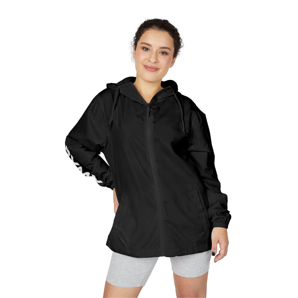 Windbreaker Jacket — Bold Japanese Kanji Graphic (Work • Money • Peace)